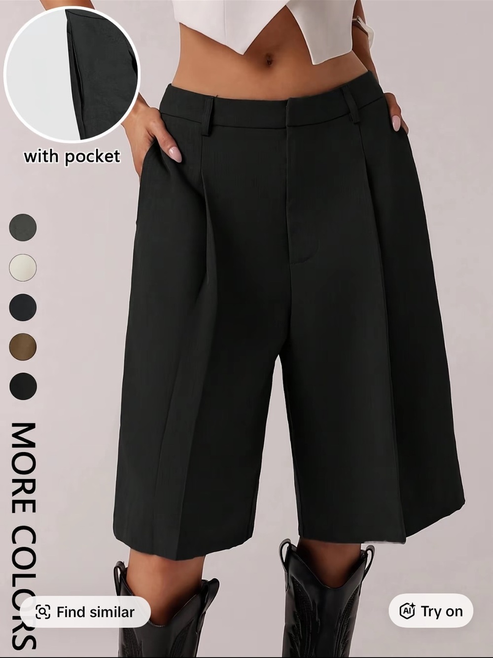 High-Waist Black Tailored Women’s Shorts